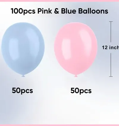 ANILOONS Solid Pink Pastel & Blue Pastel Decoration Kit Balloon  (Pink, Blue, Pack of 100)