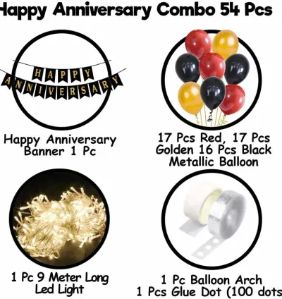 PARTY MIDLINKERZ Anniversary Decoration kit Combo - 54 Pcs for Anniversary Decor  (Set of 54)