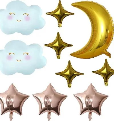 Birthday Balloons Set Moon Cloud Star Foil Balloons